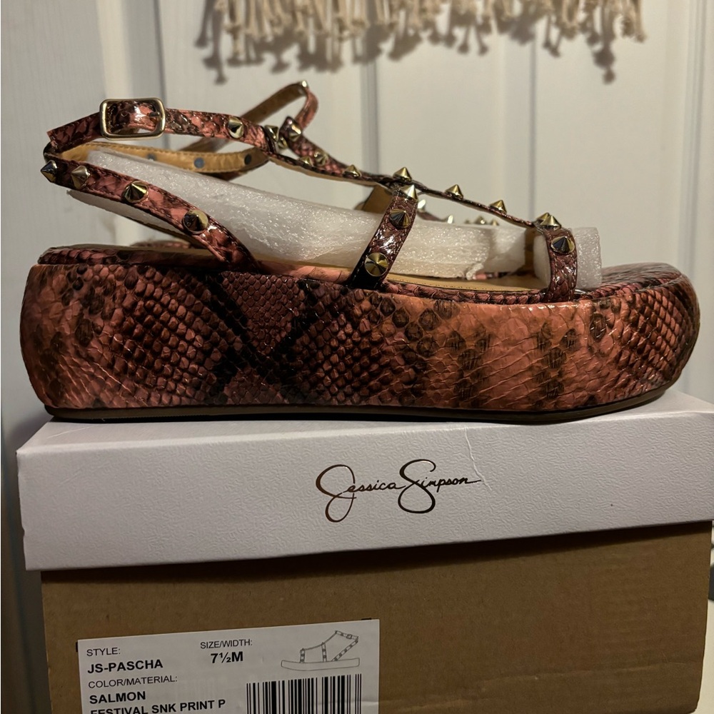 Jessica Simpson Salmon Snake Print Women's Platform Sandals